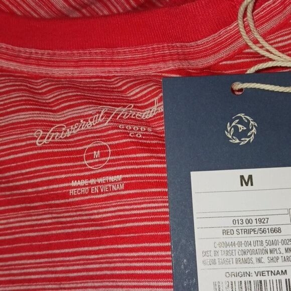 Universal Thread Womens S Red Striped V Neck Short Sleeve T Shirt Casual Top - Picture 8 of 8